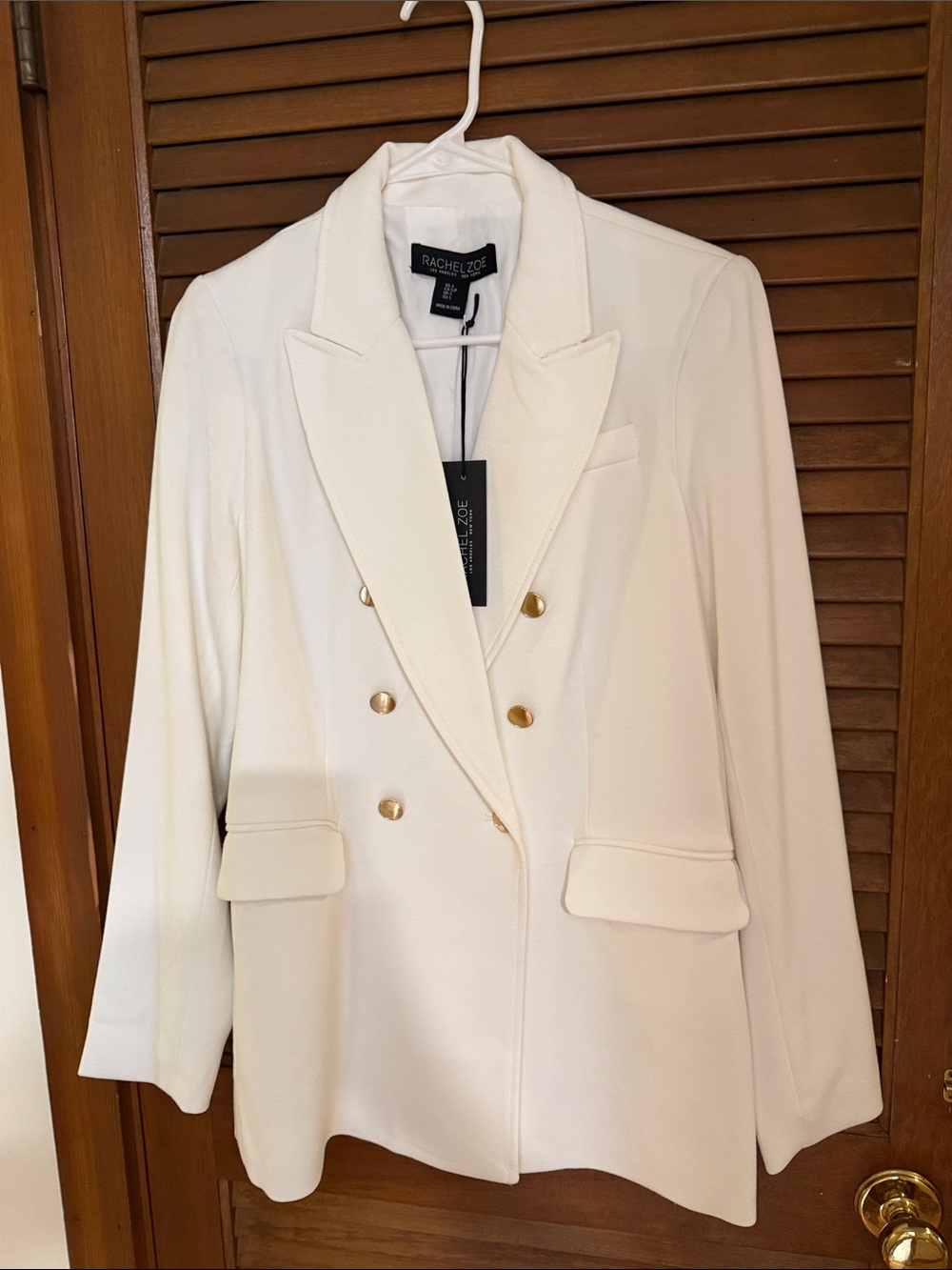 Rachel Zoe Ivory Double-Breasted Blazer with Gold Buttons